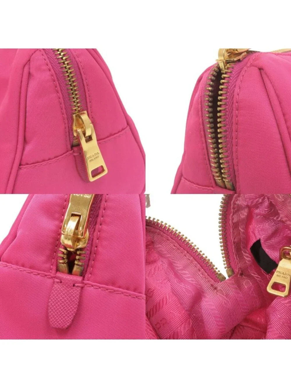Prada Triangle Logo Nylon Pink Makeup Pouch